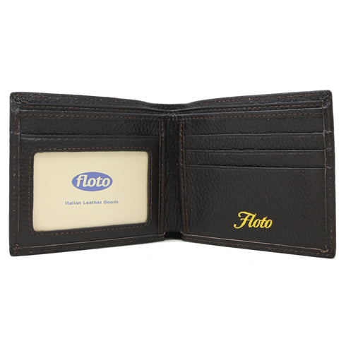 Floto Milano RFD Leather Wallet in Pebble finish leather - color Dark Brown 3